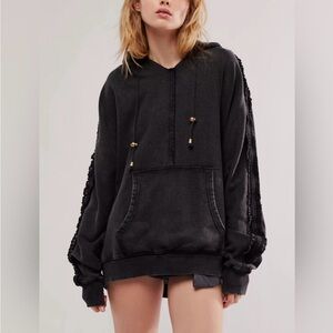 NWT Free People XOXO Sweatshirt Oversized Hoodie Ruffles Sz Small